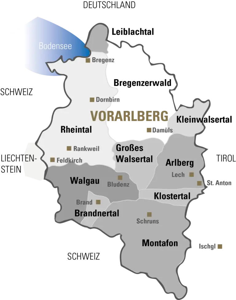 Das wunderschöne Vorarlberg auf einer Karte